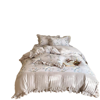 宜恋  【加厚磨毛四件套1.8米】100支新疆棉 全活性印染 预缩工艺 高奢撞色花边 200*230cm 向云端/YS