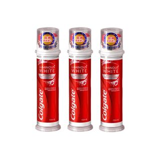 高露洁/Colgate  欧洲进口 耀白去渍直立按压式泵式 美白牙膏 100ml*3  5倍去渍 去口臭