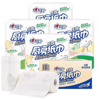 心相印（Mind Act Upon Mind）  厨房纸 75节*8卷*4提（1箱）和 75节*4卷*2提 两种不同规格选择 厨房用纸 厨房纸