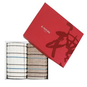 金号  纯棉毛巾 白色+棕色 2条装 LYGA1016