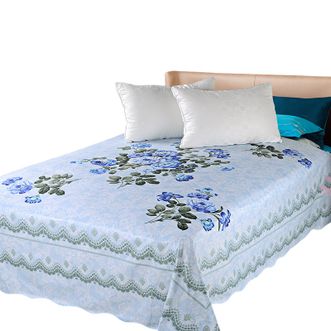 民光  床单单件1.8米床全棉磨毛中式传统老式床单粗布床单春暖花开-蓝245cmx245cm左右(适合1.8米床)