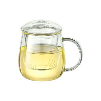 物生物（RELEA）  小蘑菇三件杯茶杯茶水分离杯玻璃杯带过滤水杯办公泡茶杯子耐高温320ml