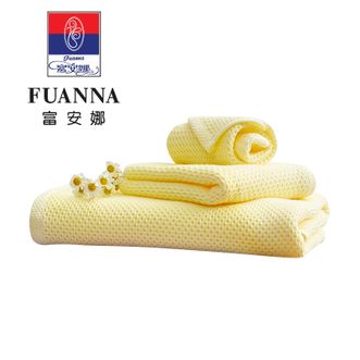 富安娜  高端浴巾套件时尚纯棉蜂窝毛方浴巾三件套100%纯棉亲肤柔软细腻透气吸水性强清韵系列素色纯棉蜂窝毛方浴三件套