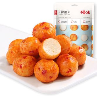 百草味 Q弹鱼丸108g*3袋 香辣味 Q弹鱼丸 开袋即食鱼肉丸 休闲小零食