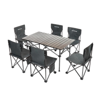 沃特曼/Whotman  户外露营桌椅折叠装备野餐围炉煮茶阳台桌椅七件75504七件套  长桌+六椅