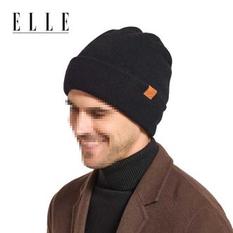 Elle  HOMME 100%甄选美利奴羊毛 针织帽 男士秋冬季 保暖护耳 双层加厚 毛线帽 冷帽