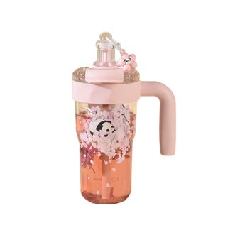 迪乐贝尔/DILLER  大容量tritan塑料杯学生夏吸管杯子冰霸杯成人饮用水壶茶杯 860ml【带茶仓】