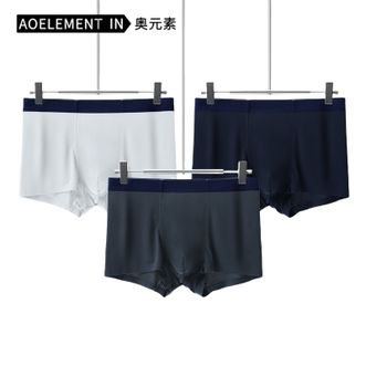 奥元素  【3条装】男士内裤 冰丝无痕抑菌内裤 四角内裤 夏季薄款舒适透气平角内裤 短裤【颜色随机】