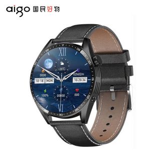 爱国者（aigo）  智能手表 G20  银色/黑色 男款健康监测心率多功能通话圆盘运动手表