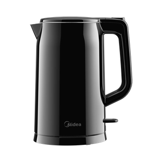 美的/Midea  烧水壶1.7L家用大容量双层防烫大功率 全钢一体无缝内胆黑色304不锈钢电热水壶【MK-AEK17S01】
