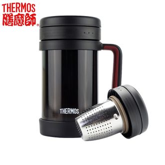 膳魔师（THERMOS）  500mL大容量保温杯 男女士商务办公茶杯带茶漏 茶水分离办公室不锈钢保温水杯 TCMF-501黑色