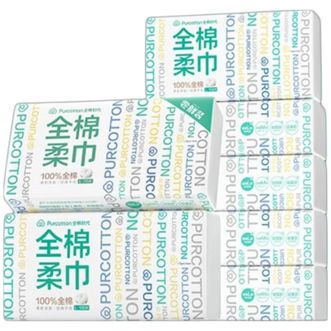全棉时代/PURCOTTON  100%棉一次性洗脸巾抽纸婴儿棉柔巾擦脸干湿两用巾 70抽*7包