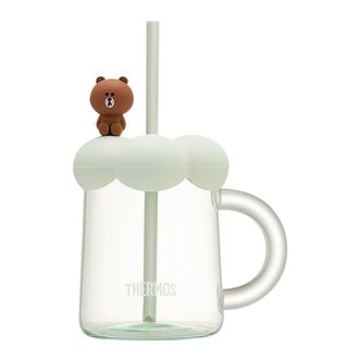膳魔师（THERMOS）  夏季玻璃杯吸管水杯LINE FRIENDS联名可爱泡泡花朵泡芙杯子 【花朵杯】