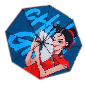 红叶  三折国风女孩伞 国潮款 雨伞 太阳伞 晴雨两用 高颜值实力派 防紫外线伞