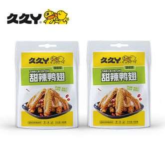 久久丫  甜辣鸭翅 102g*2袋 肉干肉脯鸭货 卤味熟食休闲鸭肉零食 办公室小吃零食 独立真空包装（新潮版）