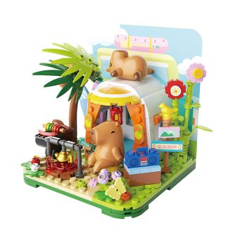 JAKI  积木拼装 潮玩摆件【卡皮巴拉平静露营】