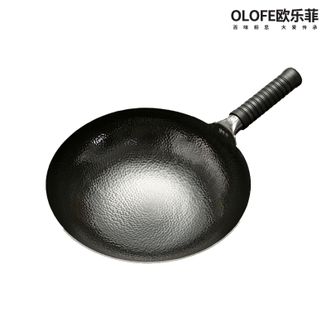 欧乐菲/OLOFE  铁锅 黑炒锅 炒菜锅 老式锅  煤气 燃气 通用  黑麒麟铁锅 34cm OLOZQ-34D