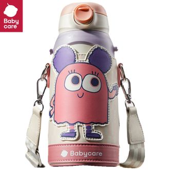 babycare  三合一儿童保温杯宝宝学饮吸管杯大容量316不锈钢600ml香槟粉