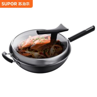 苏泊尔（SUPOR）  炒锅34cm真不锈系列无涂层炒菜锅铁锅老式炒锅铸铁炒锅
