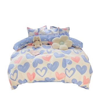 浪莎   AB双面设计床品套件床单枕套被套亲肤磨毛四件套-太阳花 LSMM002