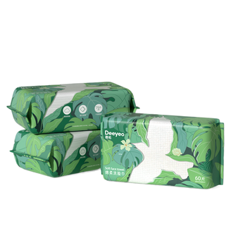 德佑/Deeyeo  飞鸟一次性洗脸巾女抽取式加厚干湿两用绵柔巾60抽*6包