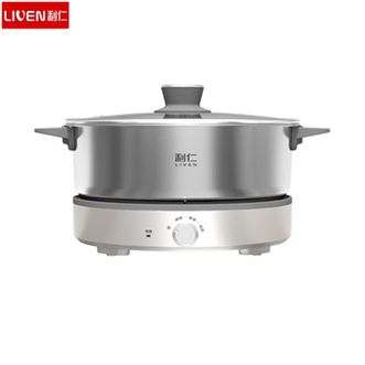 利仁  多用途锅DHG-J6220 小钢人0涂层电火锅不锈钢火锅专用锅分体可拆全钢速沸电热锅多功能锅6L电煮锅