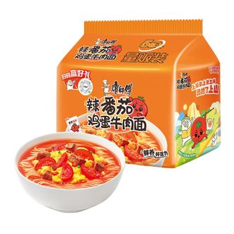 康师傅  经典辣番茄鸡蛋牛肉面五连包110g*5袋鲜养好活力方便面