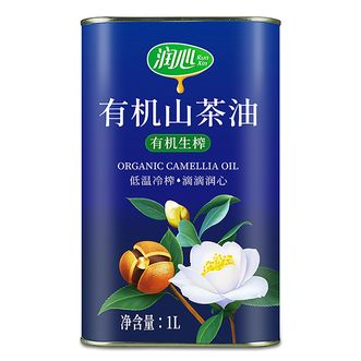 润心  有机生榨山茶油1L铁桶装低温冷榨营养健康1L