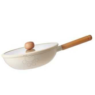 懒米  正品 炒锅墩墩控油炒锅30cm钛晶色家用煎炒两用炒菜锅