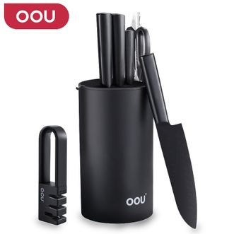 OOU  德国进口1.4116钢材黑刃三代抗菌七件套 厨房刀具套装抗菌家用菜刀坎切刀剪刀水果刀 UC4212