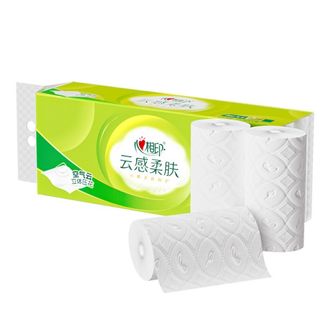 心相印  云感柔肤卷纸立体压花卫生纸4层70克无芯卷筒宿舍家用厕所擦手纸10卷