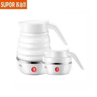 苏泊尔（SUPOR）  电热水壶 SW-06J001 食品级硅胶 折叠双电压烧水壶 旅行便携电水壶 0.6L 贴心保温款