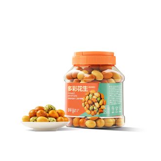 鲜记/xianjee  多彩花生坚果零食258g罐装坚果炒货干果酥脆小吃童年怀旧休闲零食