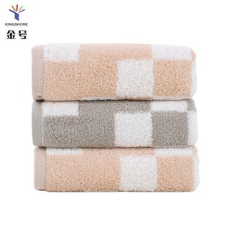 金号  纯棉家用情侣洗澡毛巾 清雅32合股系列洗脸毛巾 棕棕绿3条装