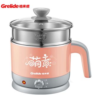 格来德1.2L电热锅小电锅多功能煮面锅迷你小型便携式双层带蒸笼Q1203