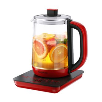 龙的/Longde  养生壶 1.8L容量电水壶烧水壶 多功能精致花茶壶 自动保温电茶壶预约调控煮水壶开水壶玻璃水壶 LD-YS1896（黑红）