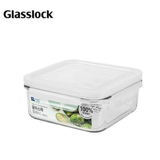 GLASSLOCK  保鲜盒冰箱收纳盒玻璃饭盒微波炉耐热密封进口大容量正方形 900ml
