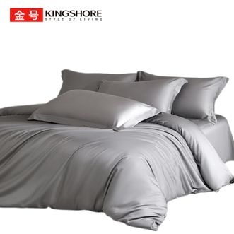 金号  纯棉四件套 抗菌100%全棉 床上用品被套套件 XYM 银灰 床单款标准