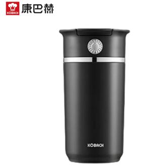 康巴赫  伯爵系列钛保温杯400ml 抗菌钛杯男女士便携咖啡杯子车载高颜值学生水杯办公室双饮杯 陨石黑