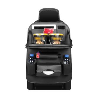 华饰 汽车椅背收纳 皮革托盘款