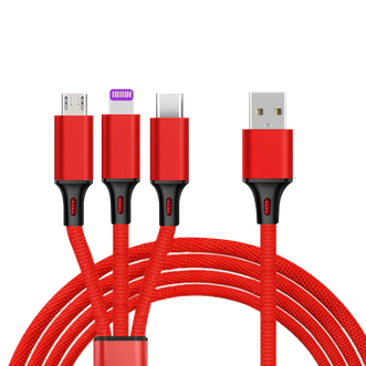 Only&amp;Home  Type-C快充接口一拖三布艺数据线KL-YTS04