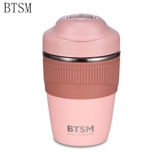 BTSM  咖啡杯350ML 保温杯液态硅胶食品级便携学生简约男女随行咖啡杯 BTB-1712粉色、蓝色随机发货