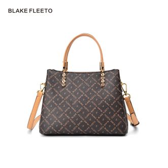 BLAKEFLEETO手挽斜挎包单肩款女包复古印花包-土黄配啡色