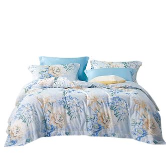 富安娜/Fuanna  纯棉印花套件床上用品四件套  清袖幽兰  203*229cm  1.5米床