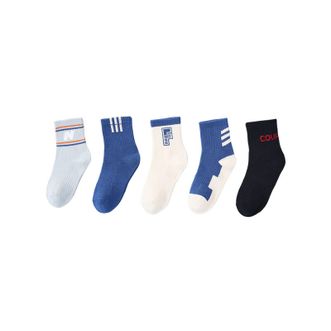 浪莎   儿童袜子男童 中筒袜中大童青少年运动四季袜  2XL（20-22cm）  5双装