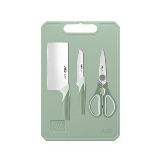 爱仕达（ASD）  炫彩系列四件套小工具  菜刀水果刀剪刀砧板