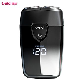 蓓慈/Beici  双刀头剃须刀便携式电动刮胡刀 全身水洗智能屏显 3D浮动刀头男士充电胡须刀XS1极地黑