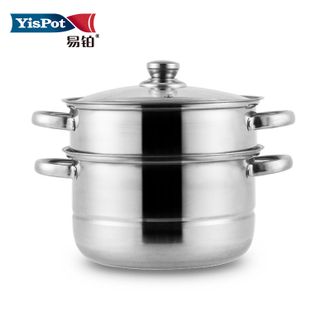 易铂  博瑞蒸锅 26cm 不锈钢双层上蒸下煮带蒸屉家用蒸锅厨具 YP-8194
