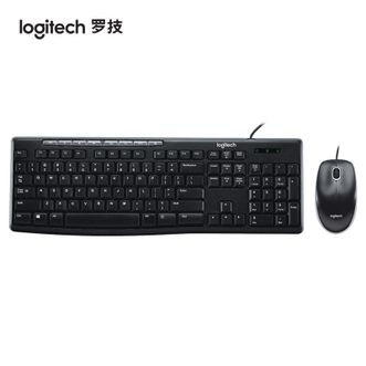 罗技（Logitech）MK200有线键鼠套装、电脑笔记本办公键盘鼠标套装、USB薄膜键盘带小键盘黑色