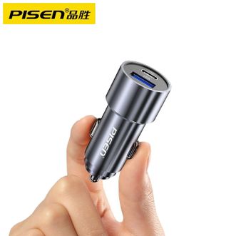 品胜/PISEN PD车载充电器 点烟器USB快充 Type-C车充 手机快充一拖二 多功能快充